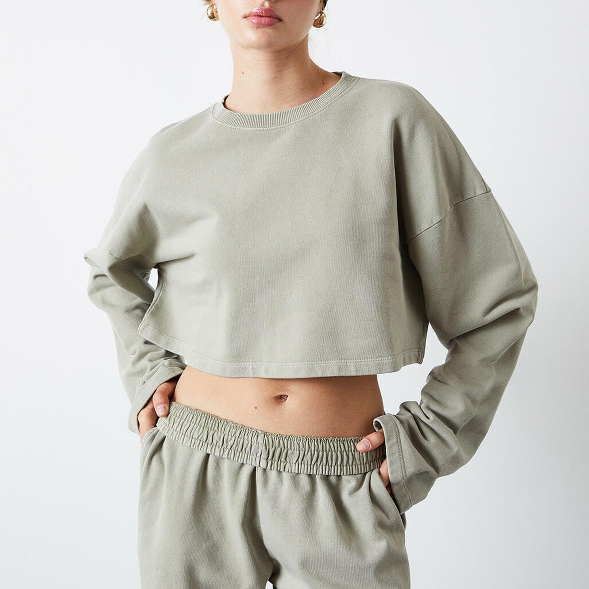 Yıkamalı Crop Sweatshirt