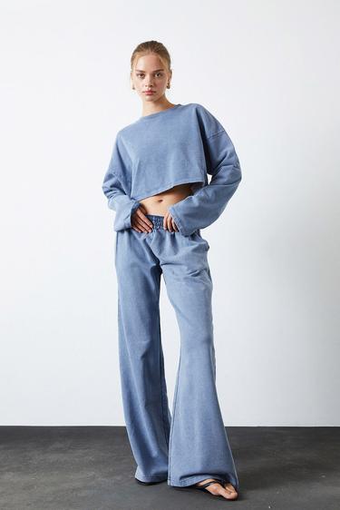  Yıkamalı Crop Sweatshirt