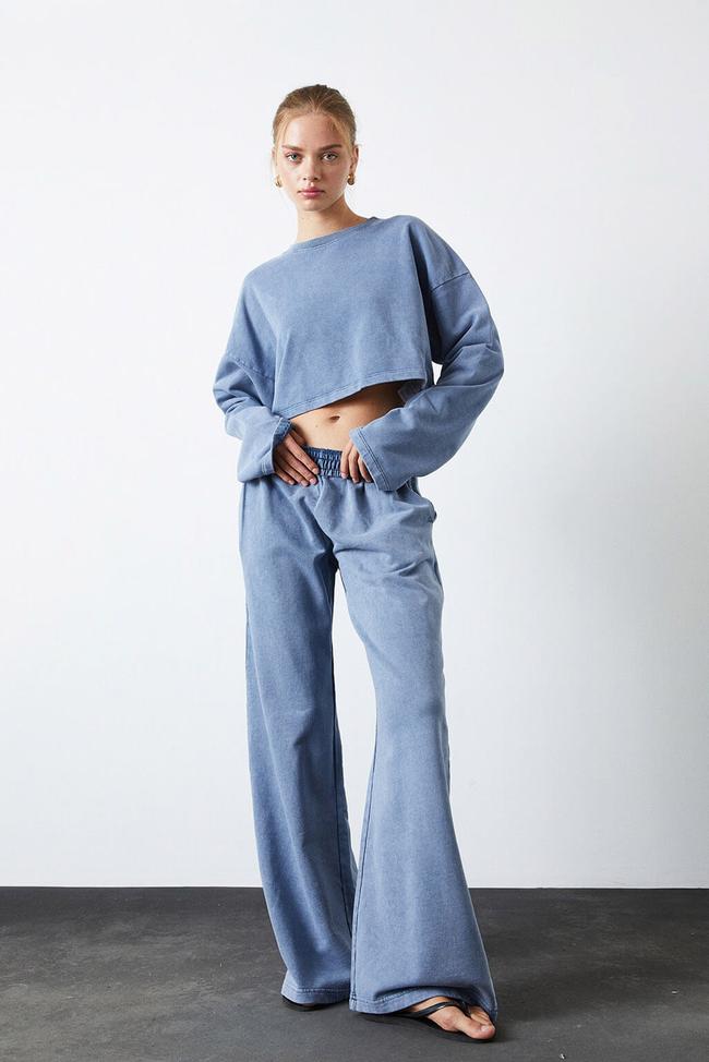  Yıkamalı Crop Sweatshirt