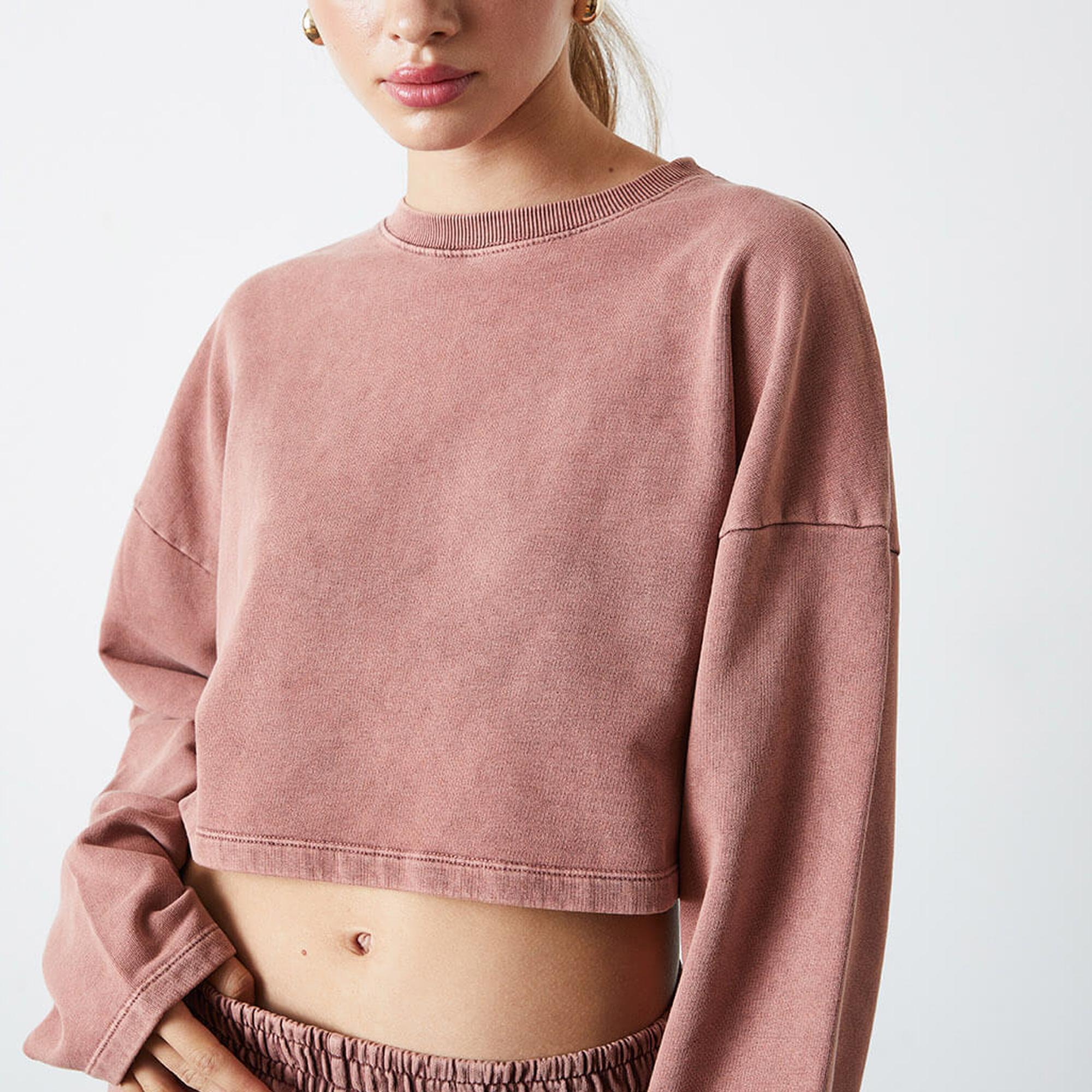 Yıkamalı Crop Sweatshirt
