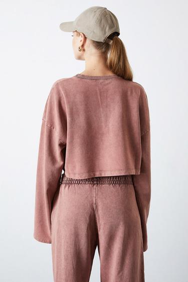  Yıkamalı Crop Sweatshirt