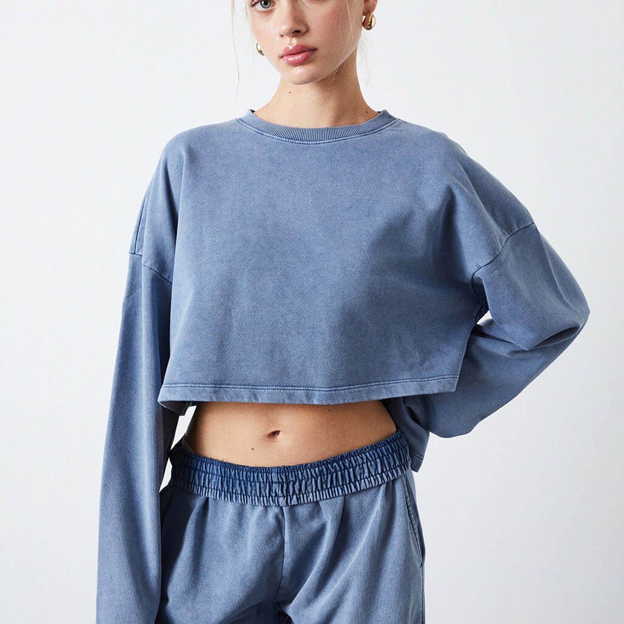 Yıkamalı Crop Sweatshirt