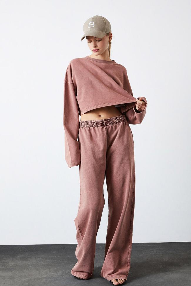  Yıkamalı Crop Sweatshirt