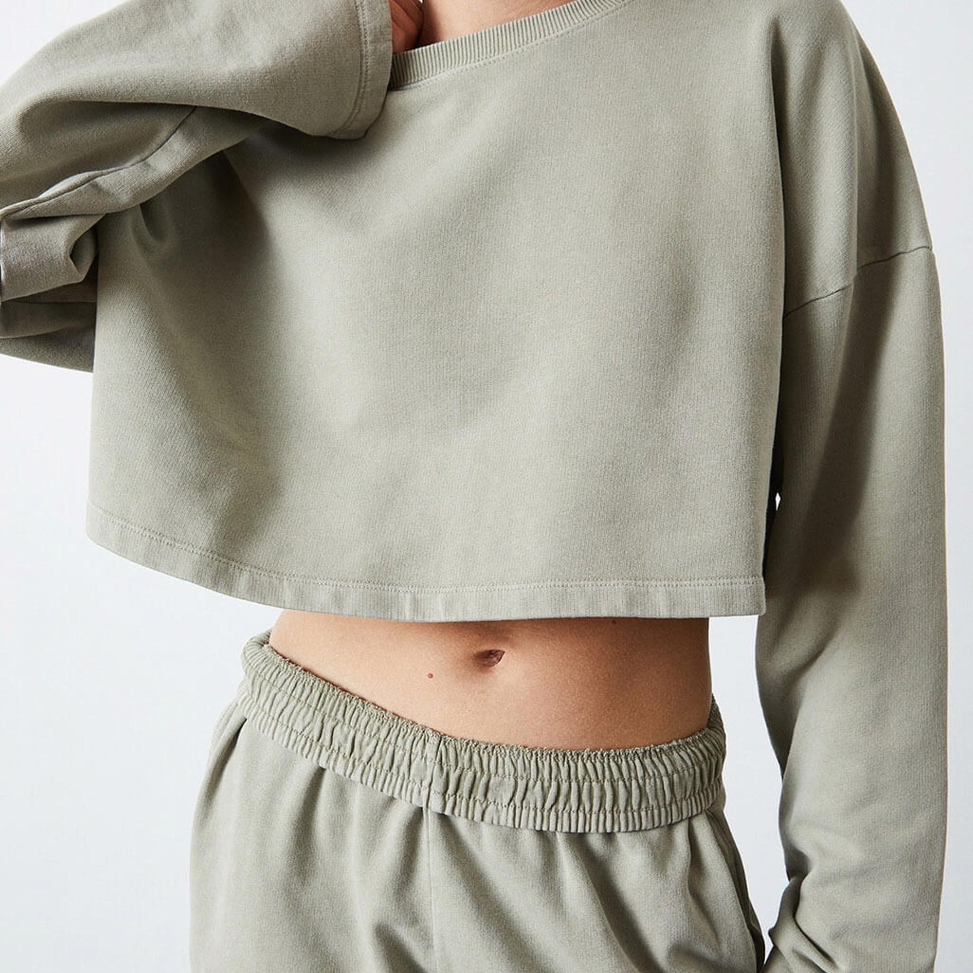 Yıkamalı Crop Sweatshirt