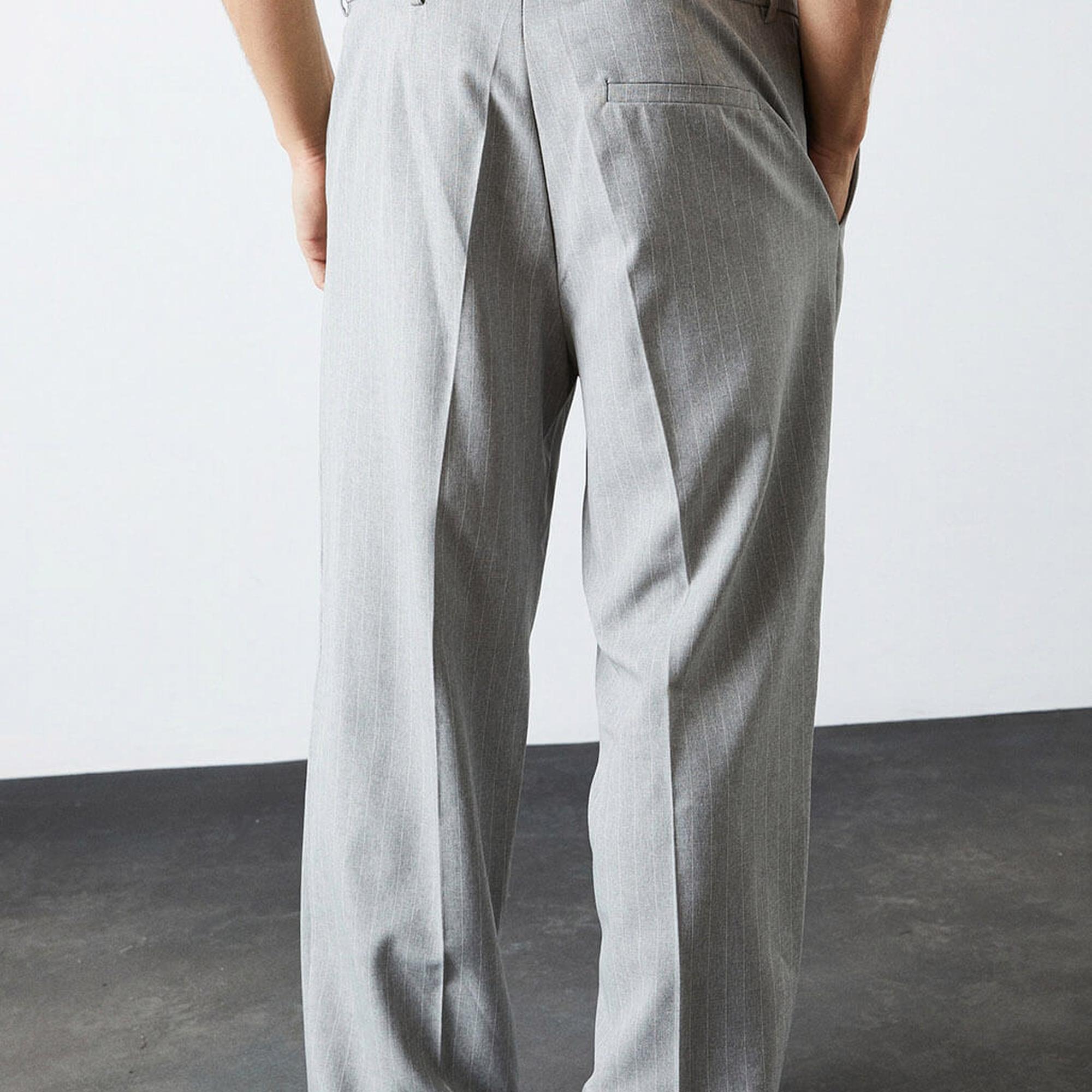 Çizgili Boru Paça Pantolon