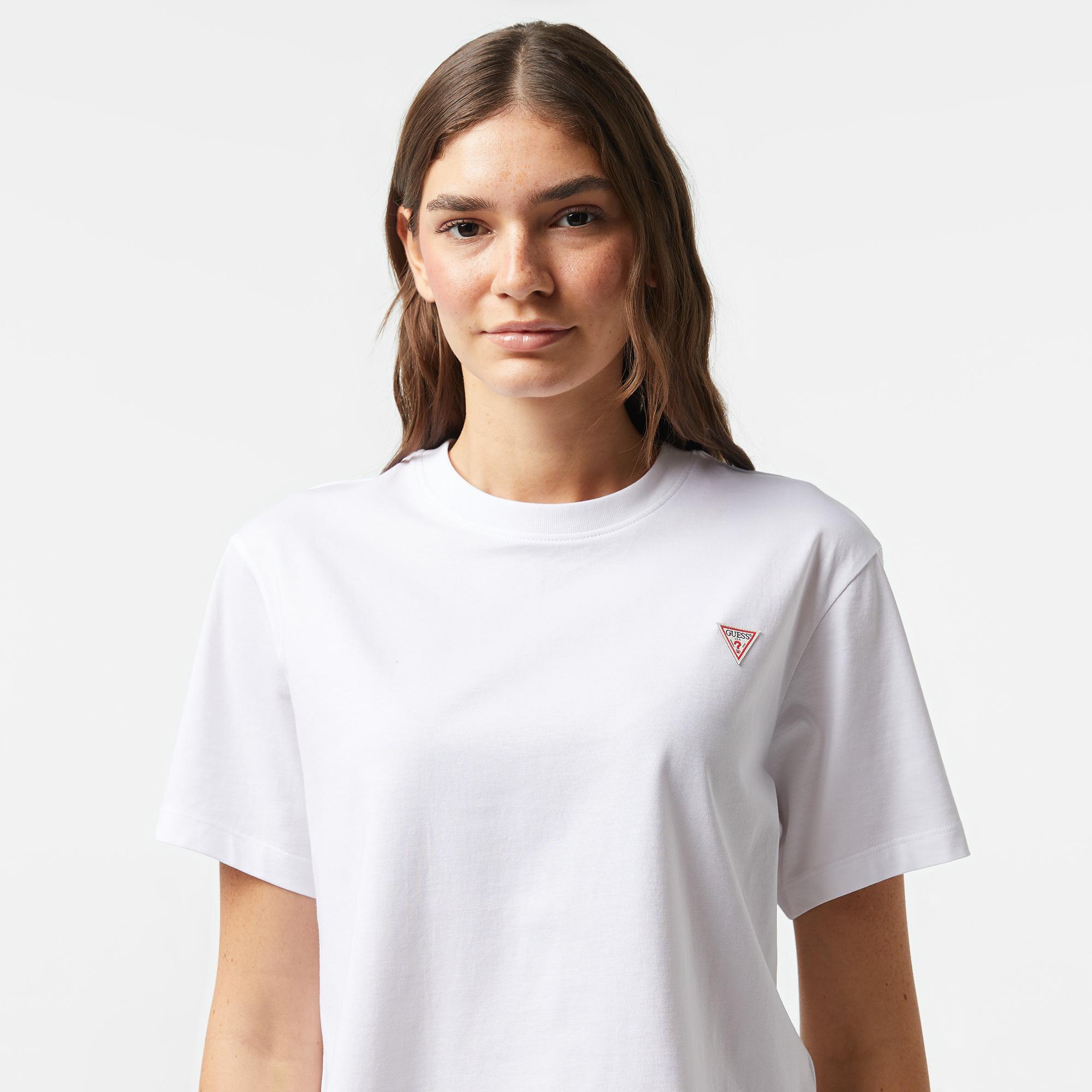 Guess Boxy Mini Organic Cotton 160Gsm Kadın Beyaz T-Shirt