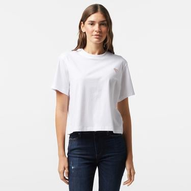  Guess Boxy Mini Organic Cotton 160Gsm Kadın Beyaz T-Shirt