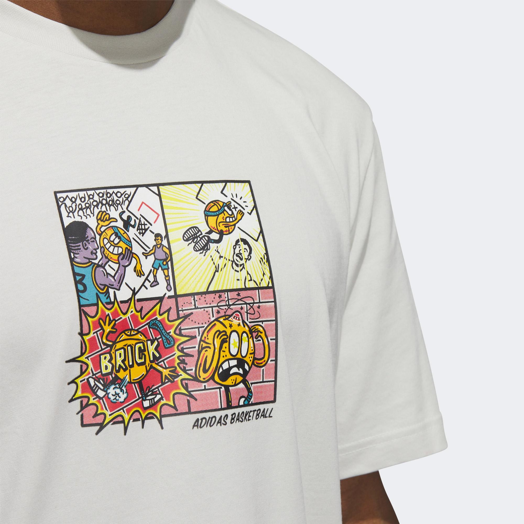 adidas Lil Stripe Comic Graphic Erkek Gri Günlük T-Shirt