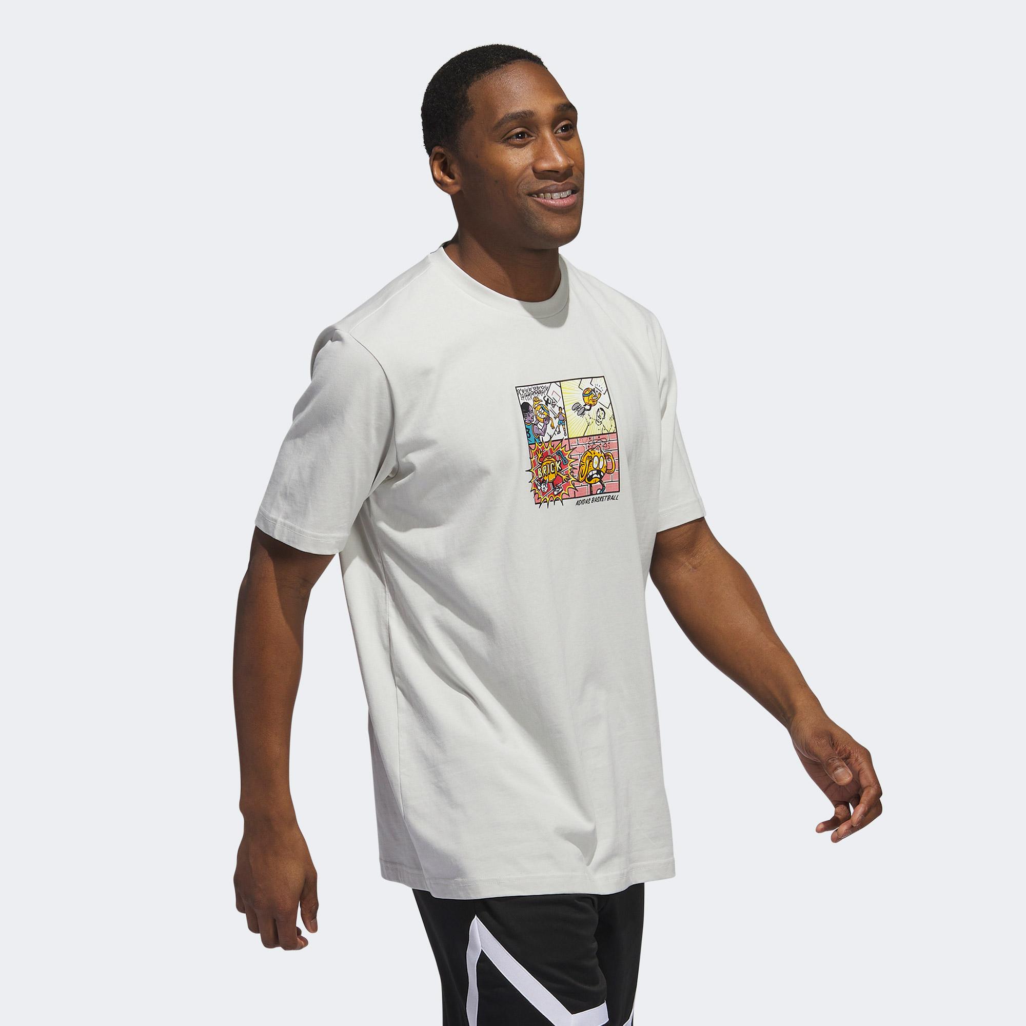 adidas Lil Stripe Comic Graphic Erkek Gri Günlük T-Shirt