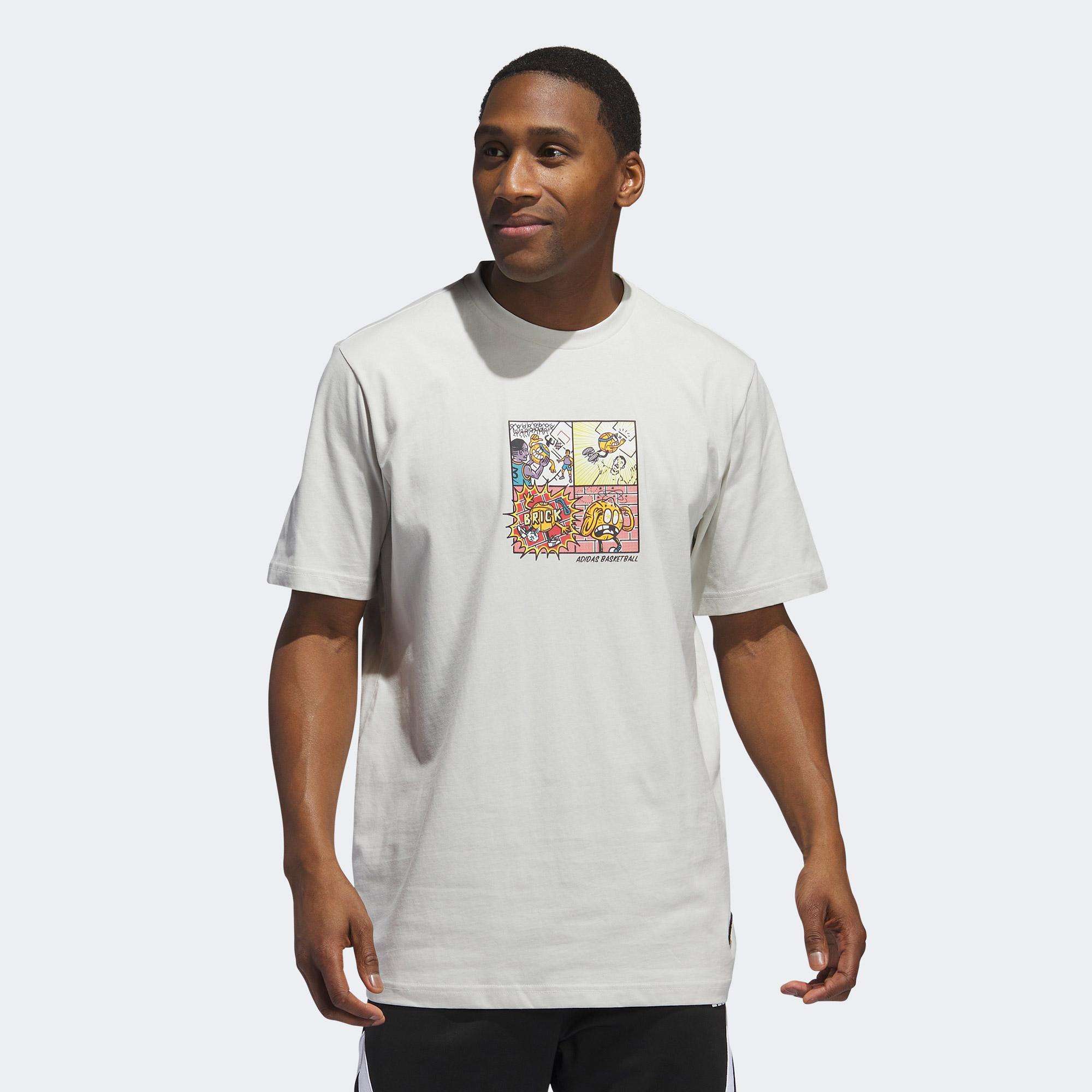 adidas Lil Stripe Comic Graphic Erkek Gri Günlük T-Shirt