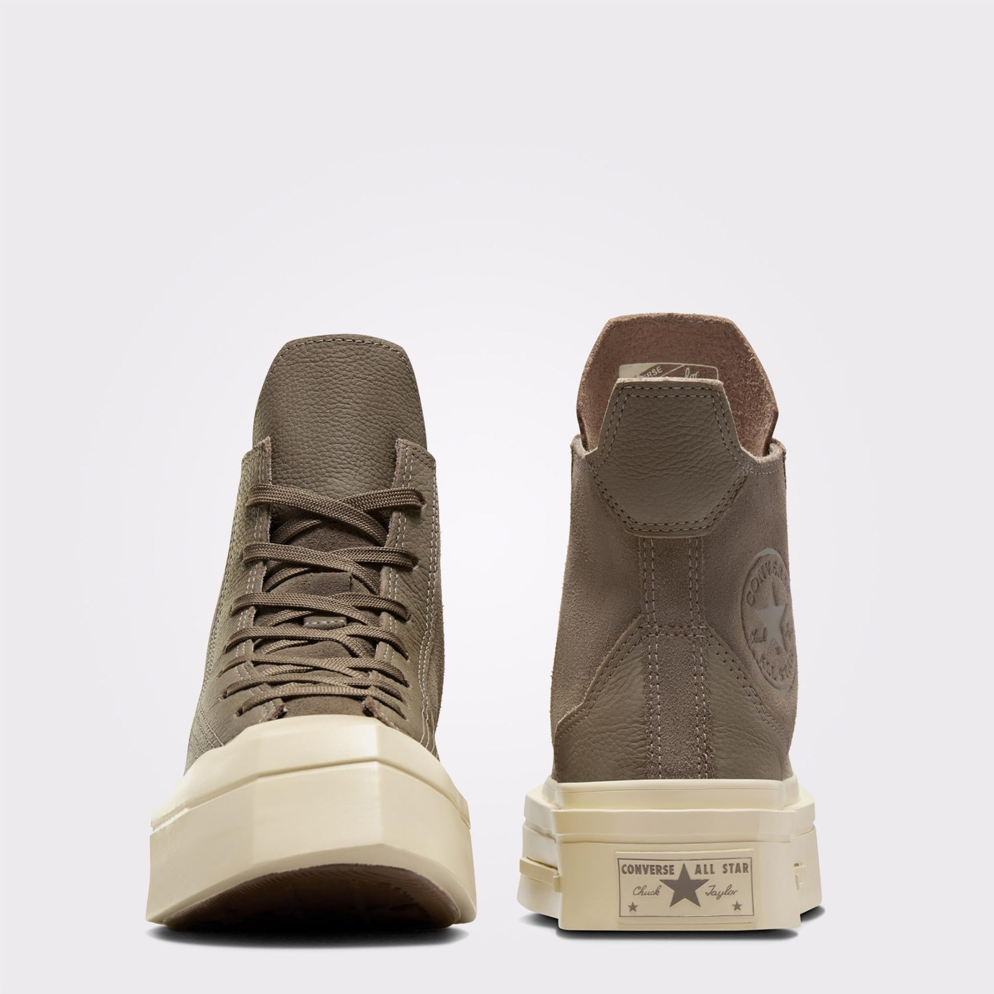 Converse Chuck 70 De Luxe Squared Unisex Haki Deri Platform Sneaker