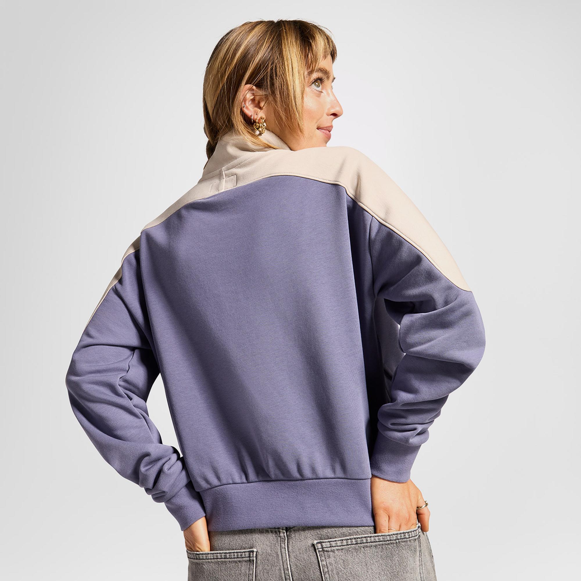 Converse Wordmark 1/2 Zip Kadın Mor Sweatshirt