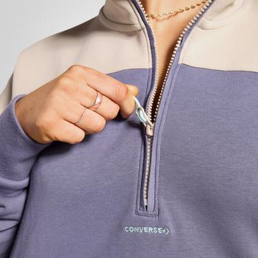  Converse Wordmark 1/2 Zip Kadın Mor Sweatshirt
