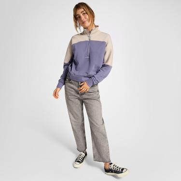  Converse Wordmark 1/2 Zip Kadın Mor Sweatshirt