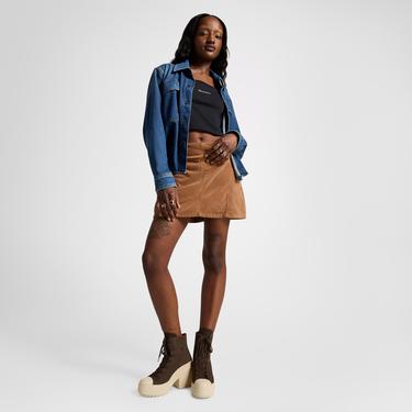  Converse Chuck 70 De Luxe Heel Unisex Kahverengi Deri Platform Sneaker