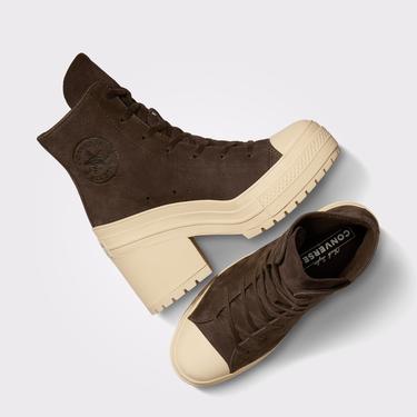  Converse Chuck 70 De Luxe Heel Unisex Kahverengi Deri Platform Sneaker