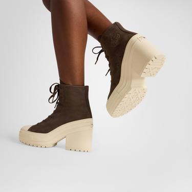  Converse Chuck 70 De Luxe Heel Unisex Kahverengi Deri Platform Sneaker