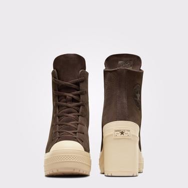  Converse Chuck 70 De Luxe Heel Unisex Kahverengi Deri Platform Sneaker