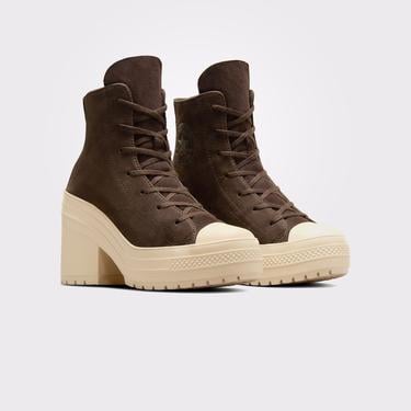  Converse Chuck 70 De Luxe Heel Unisex Kahverengi Deri Platform Sneaker