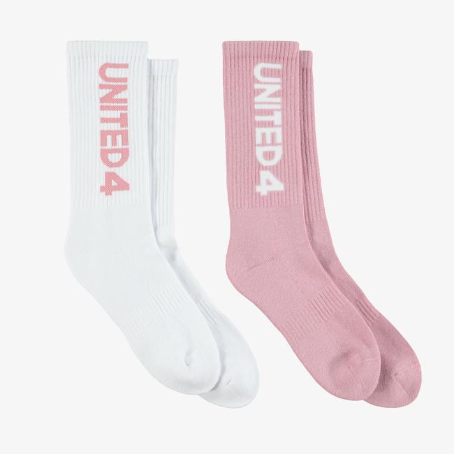  UNITED4 Street Essentials Crew Kadın Pembe/Beyaz 2'li Çorap
