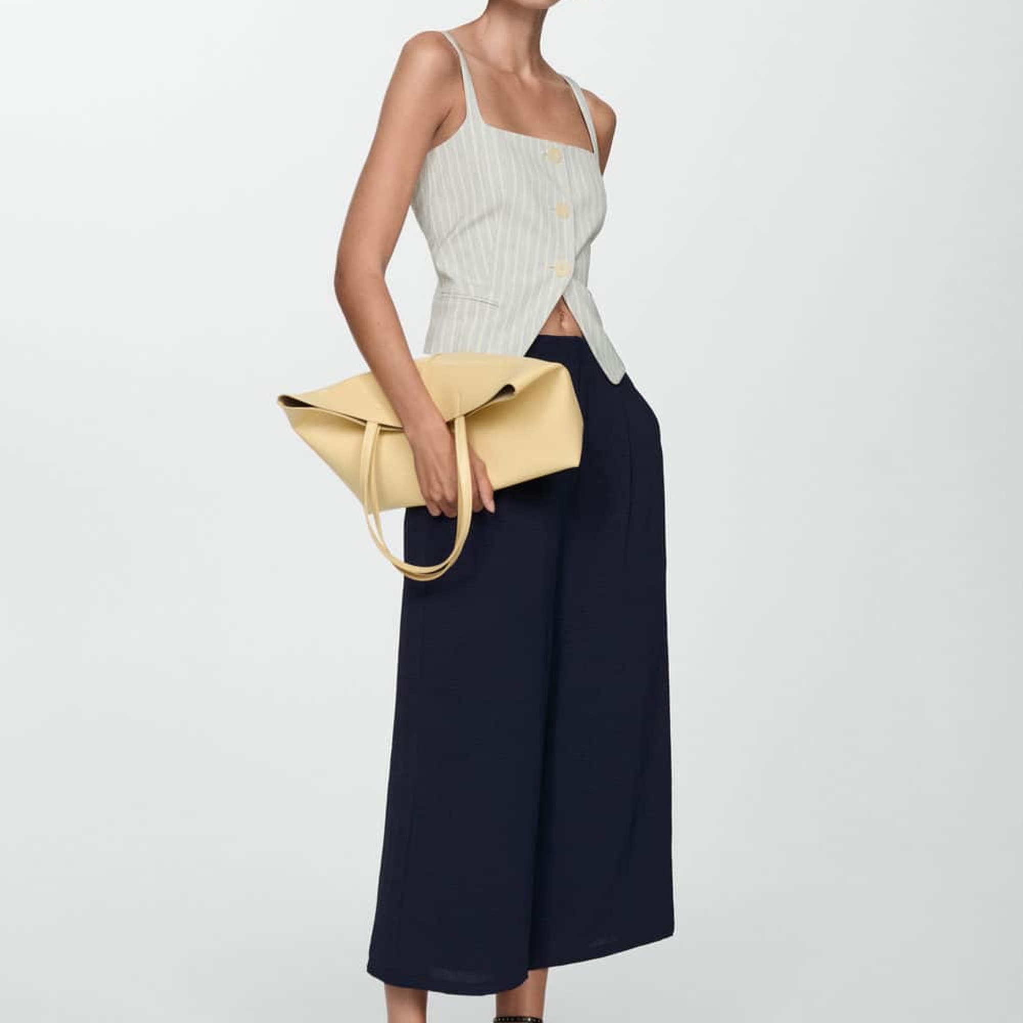 Mango Kadın Wideleg Dokuma Pantolon Lacivert