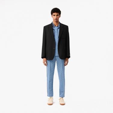  Lacoste Classic Fit Contrast Collar Monogram Erkek Mavi Polo