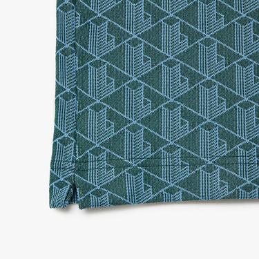  Erkek Classic Fit Monogram Yeşil Polo