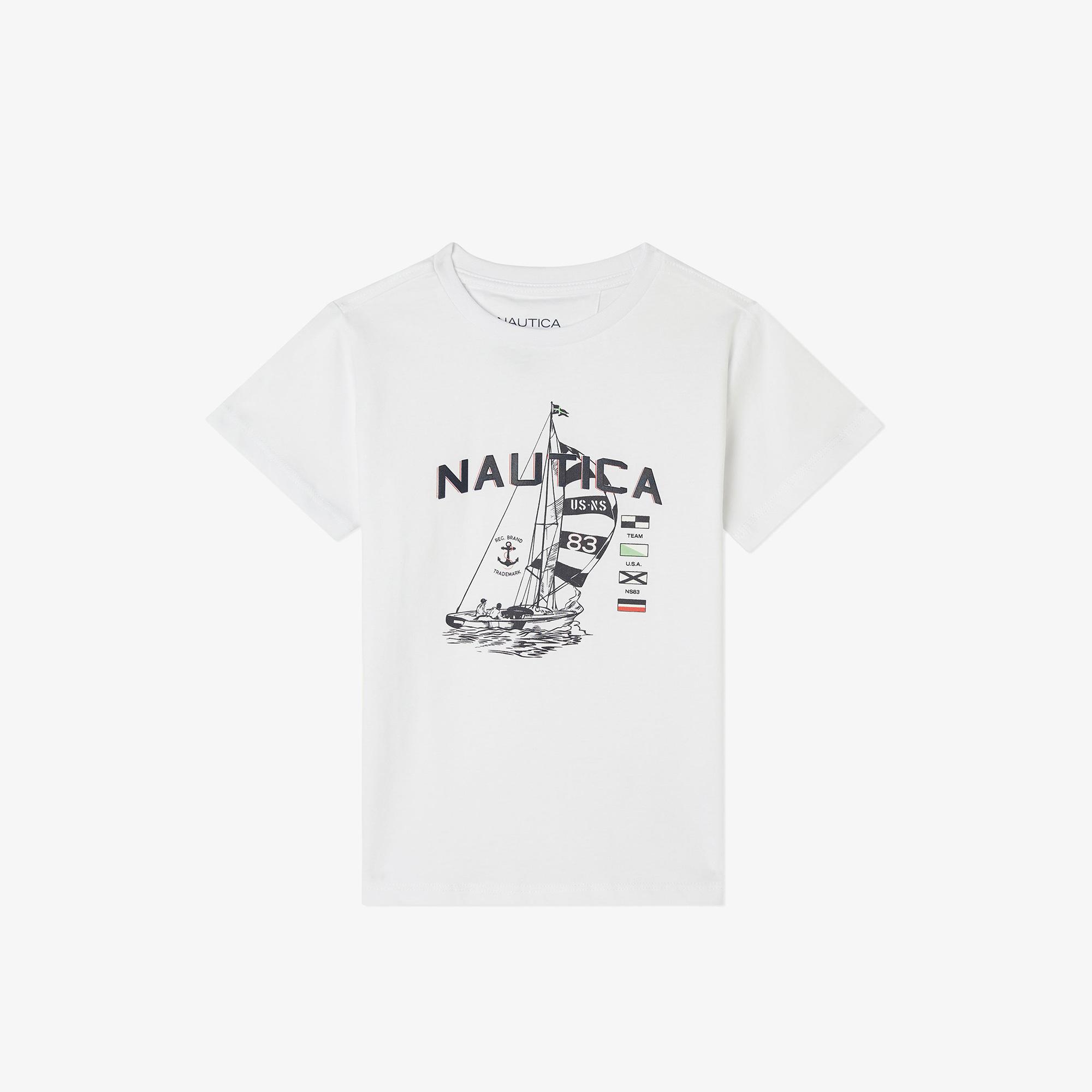 Nautica Erkek Çocuk Beyaz Standart Fit T-Shirt
