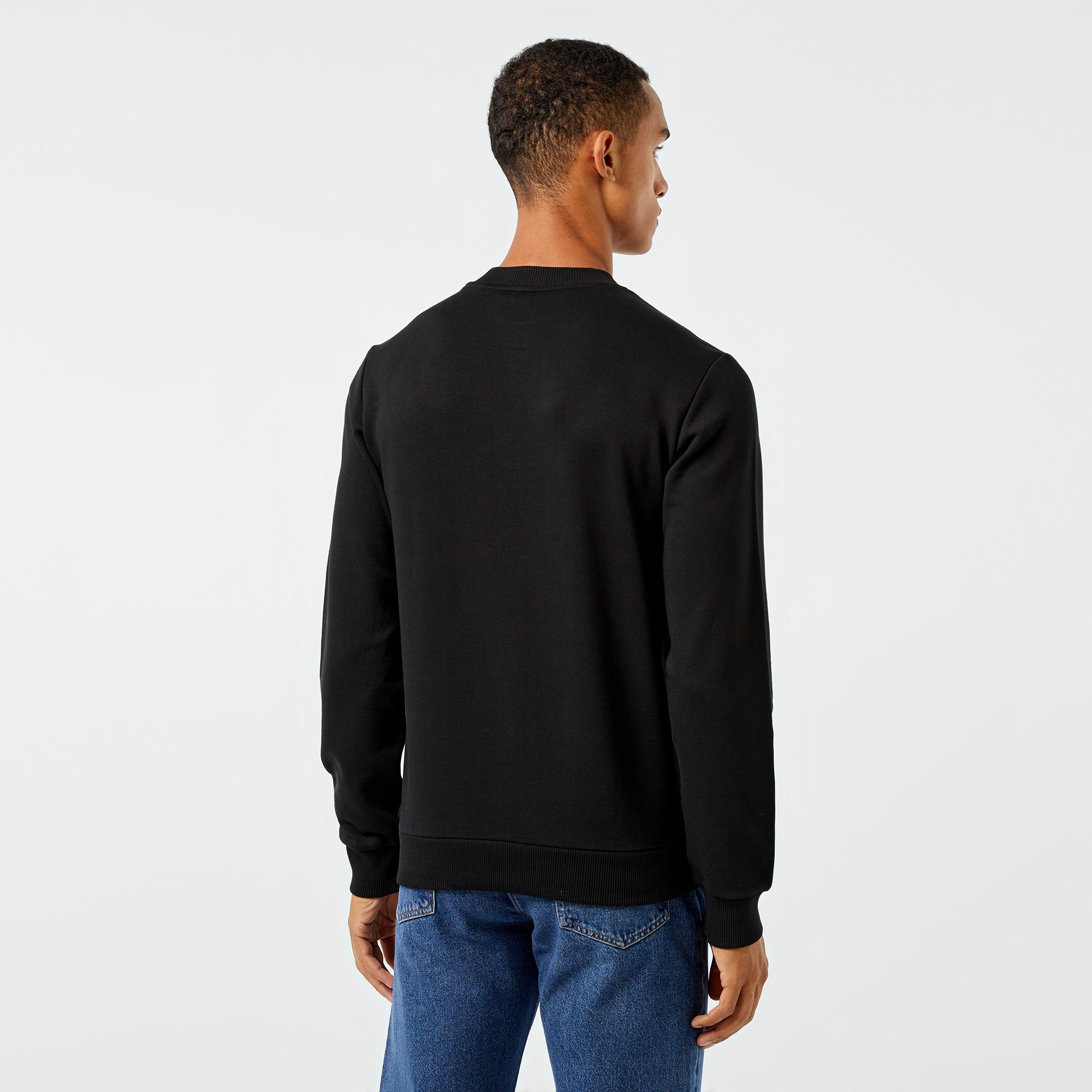 Lacoste Erkek Regular Fit Bisiklet Yaka Baskılı Siyah Sweatshirt