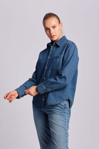  Mavi Kadın Gömlek