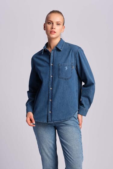 Mavi Kadın Gömlek