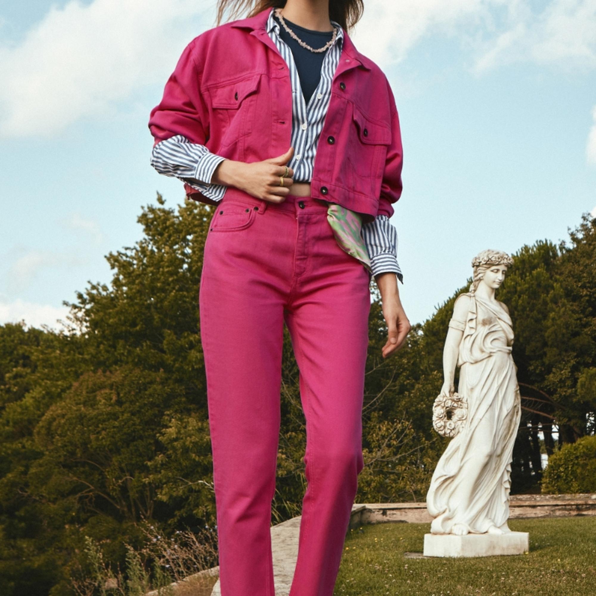 Pembe Kadın Kot Pantolon