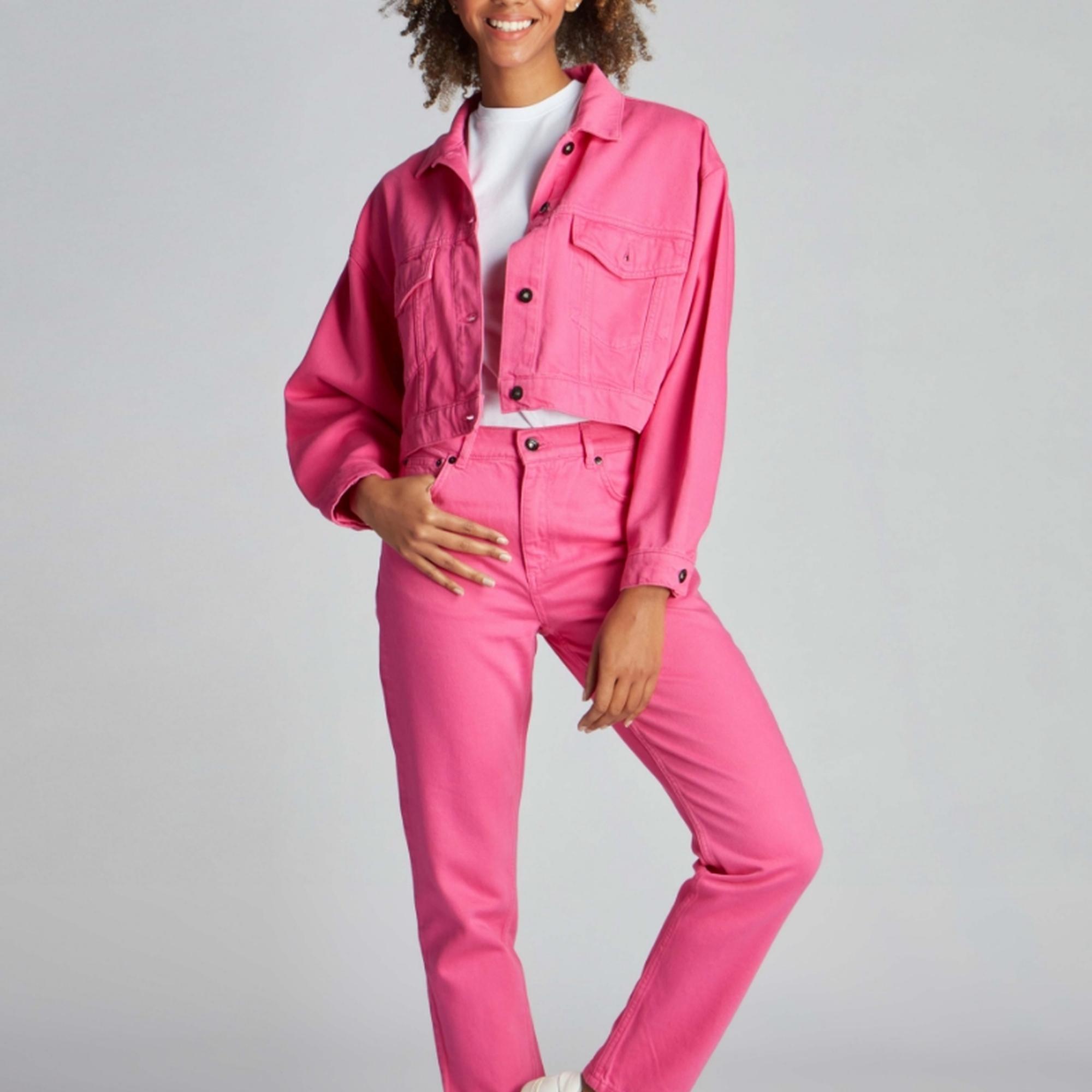 Pembe Kadın Kot Pantolon