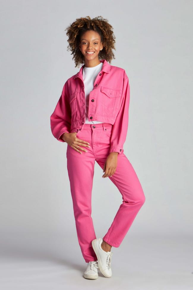  Pembe Kadın Kot Pantolon