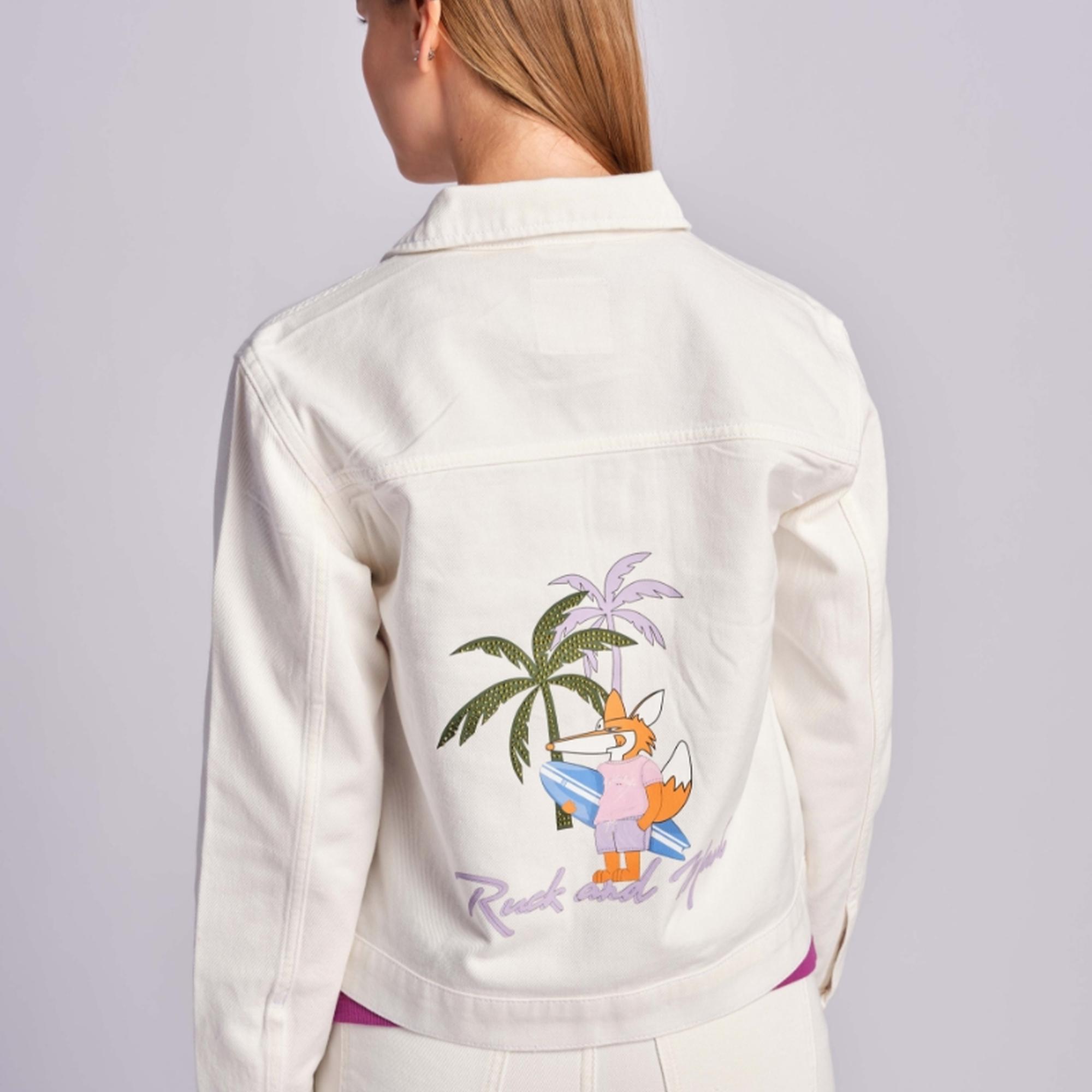 Beyaz Kadın Kot Ceket