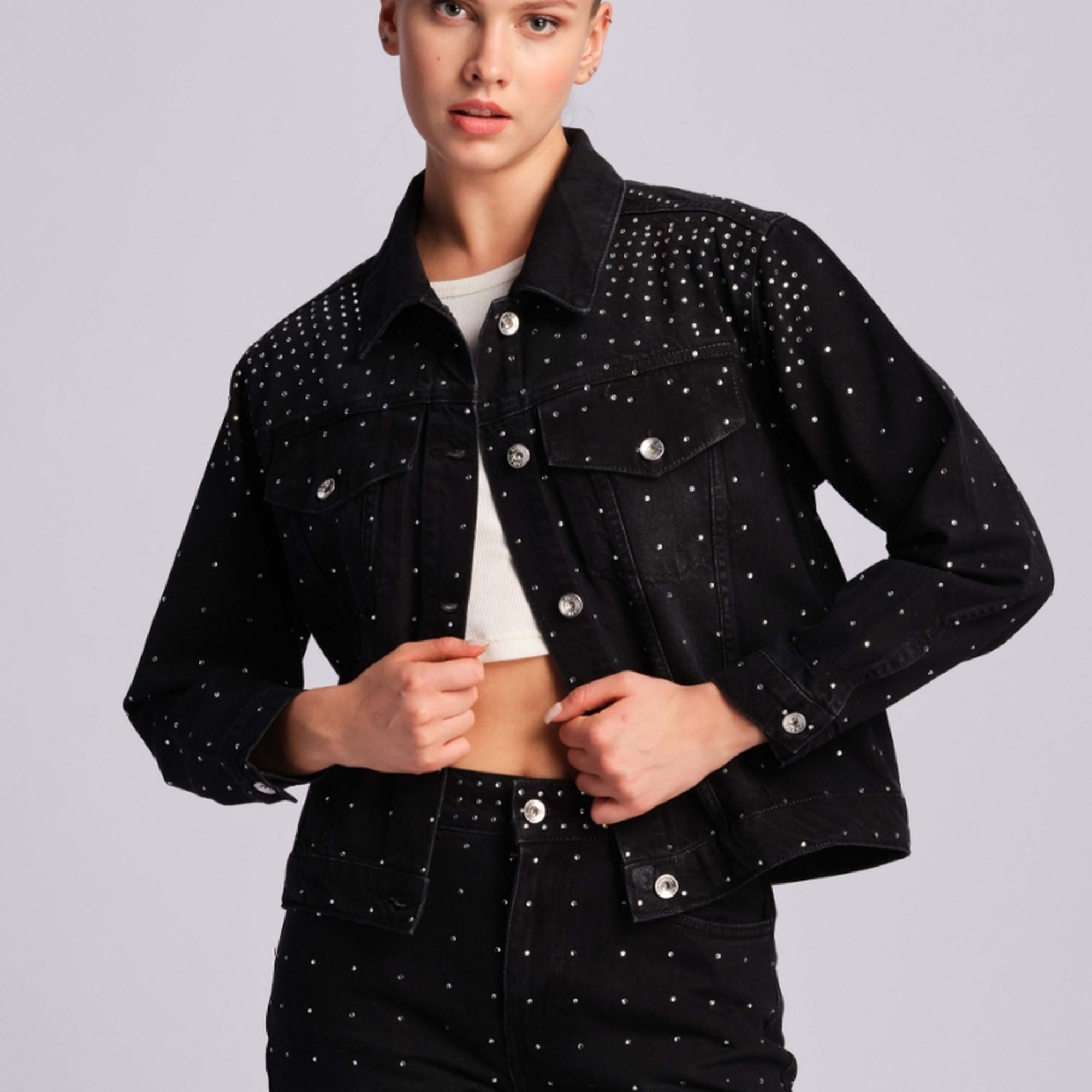 Siyah Kadın Kot Ceket