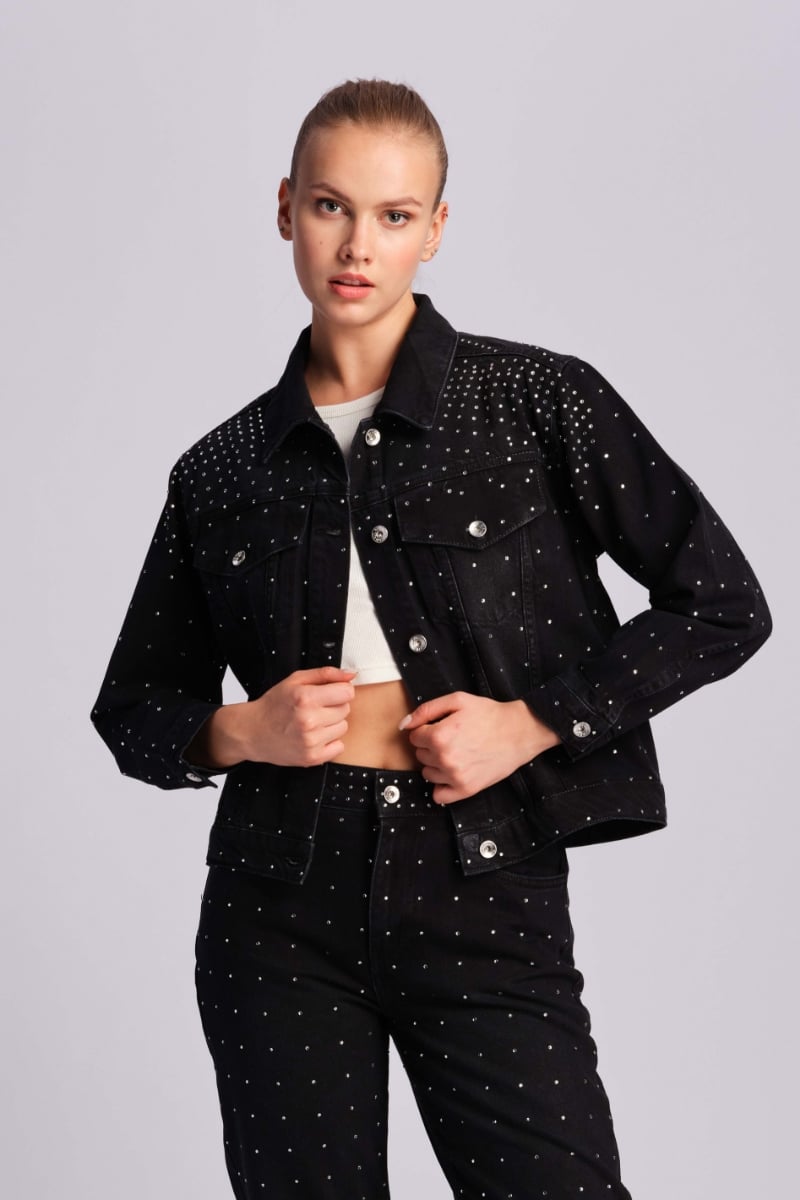  Siyah Kadın Kot Ceket