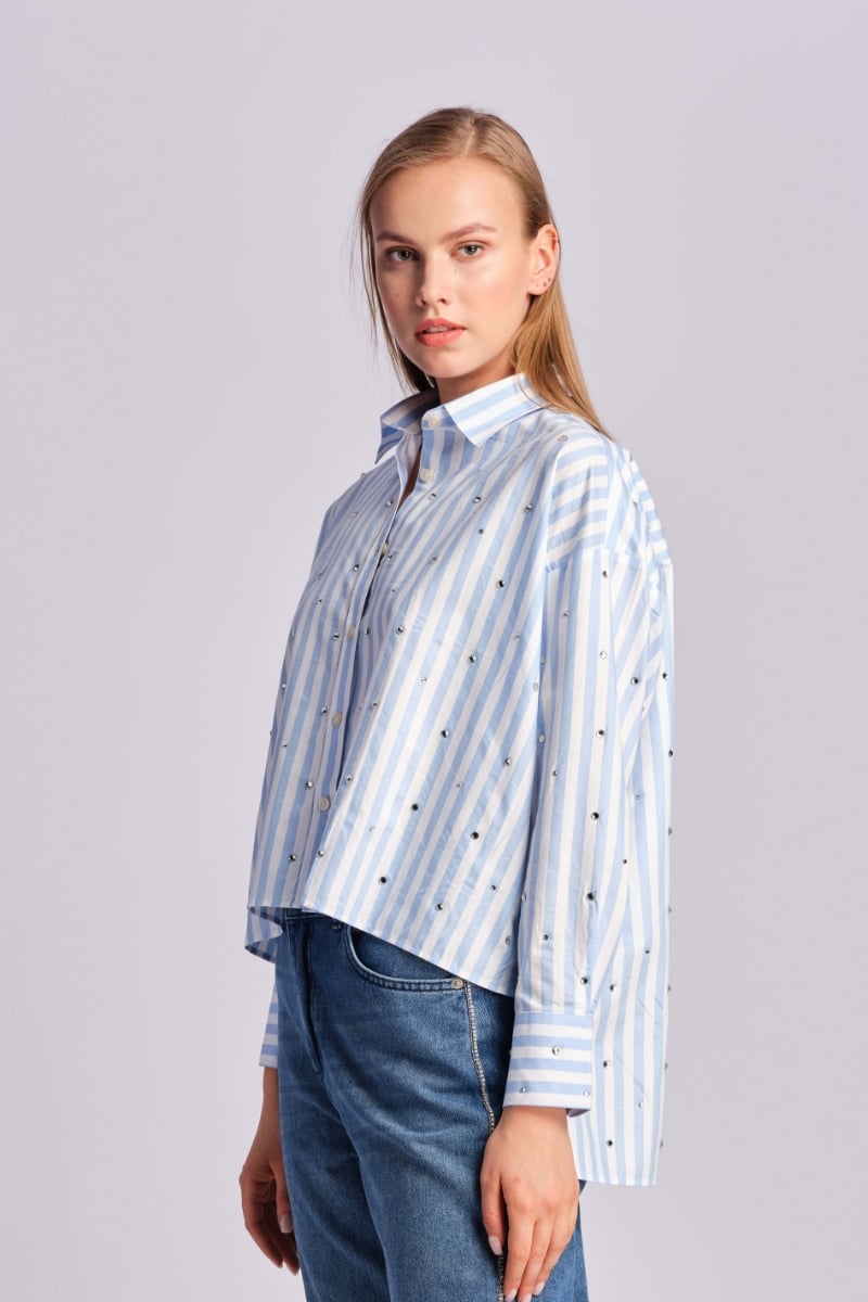  Açık Mavi Kadın Gömlek