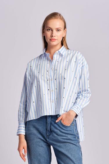  Açık Mavi Kadın Gömlek