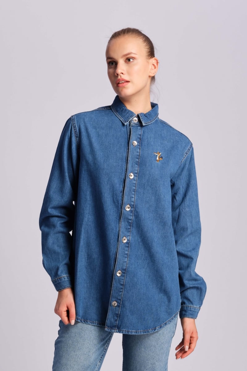  Mavi Kadın Gömlek