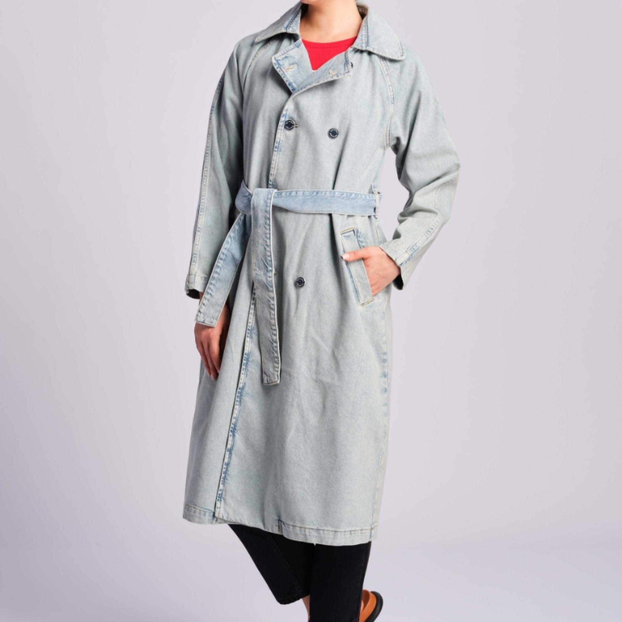 Açık Mavi Kadın Trençkot