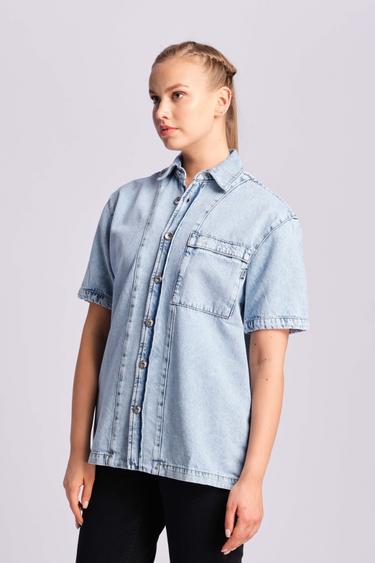  Açık Mavi Kadın Gömlek