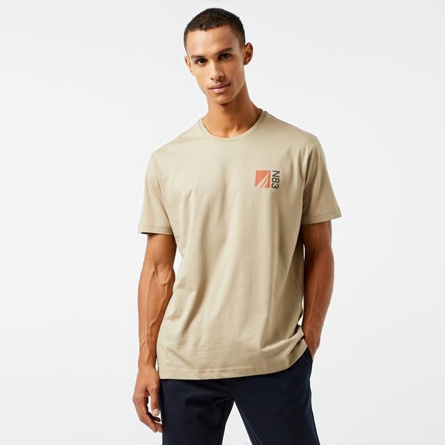  Nautica Erkek Bej Kısa Kollu Classic Fit T-Shirt