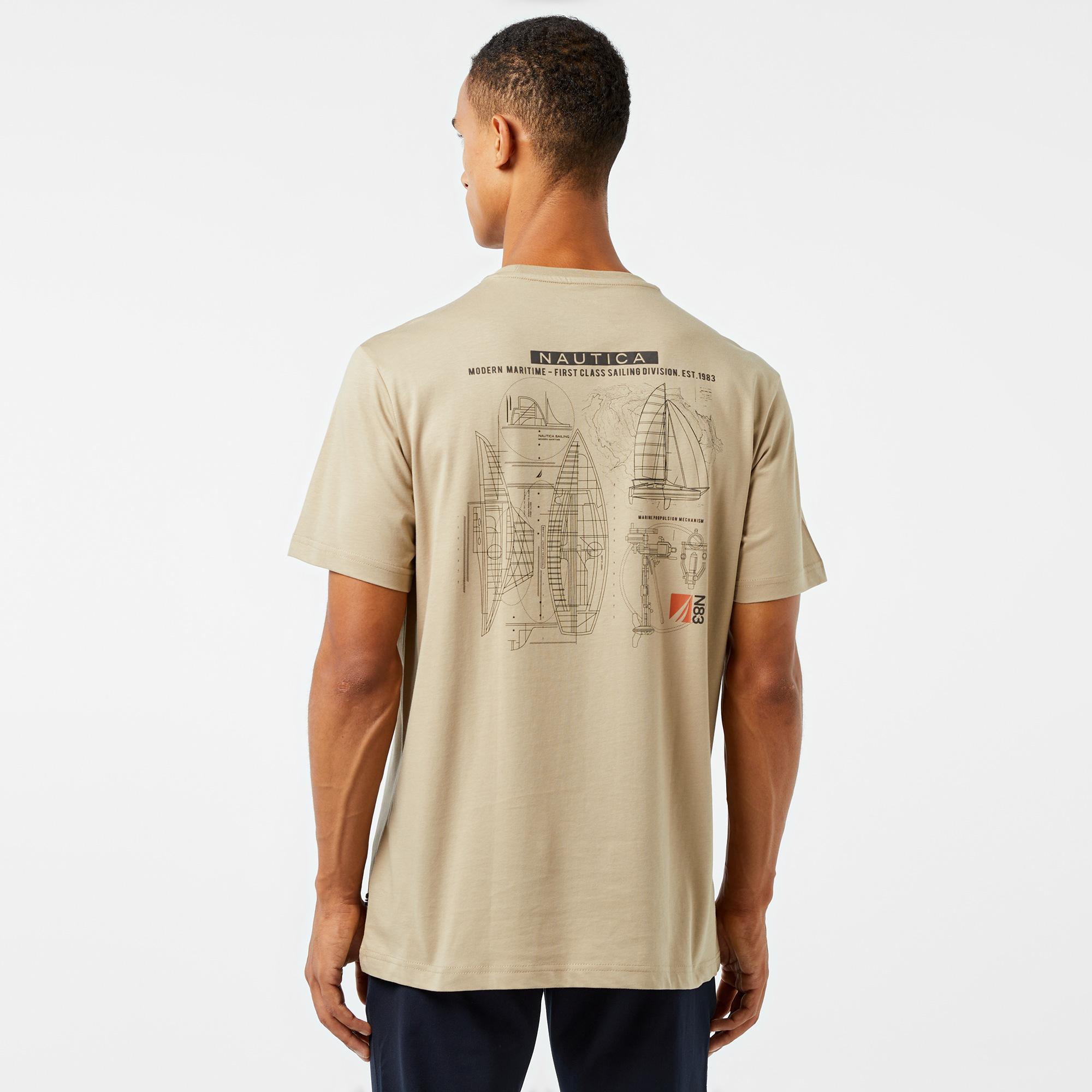 Nautica Erkek Bej Kısa Kollu Classic Fit T-Shirt