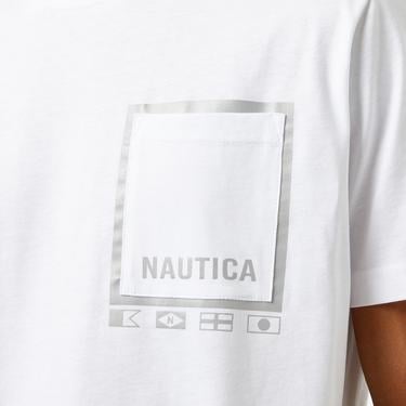  Nautica Erkek Beyaz Kısa Kollu Regular Fit T-Shirt