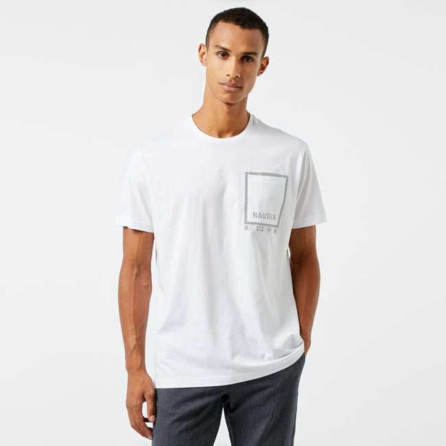  Nautica Erkek Beyaz Kısa Kollu Regular Fit T-Shirt