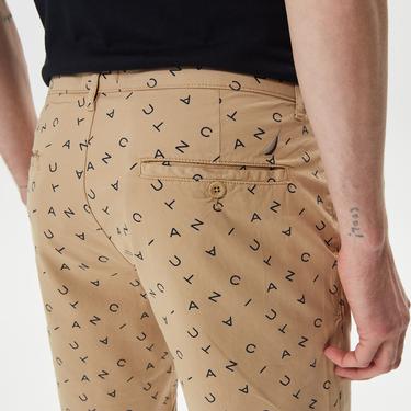  Nautica Erkek Bej Slim Fit Baskılı Bermuda