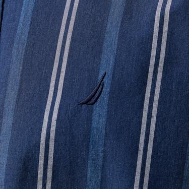  Nautica Erkek Lacivert Classic Fit Çizgili Gömlek