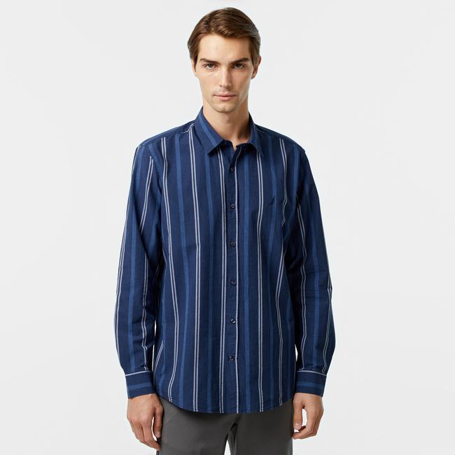  Nautica Erkek Lacivert Classic Fit Çizgili Gömlek