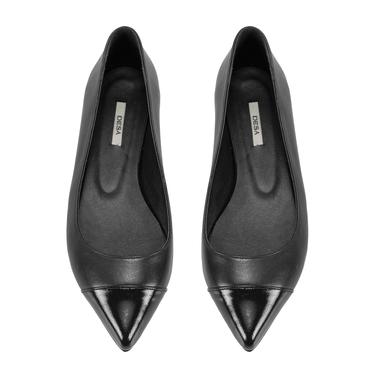  Kadın Siyah Deri Babet